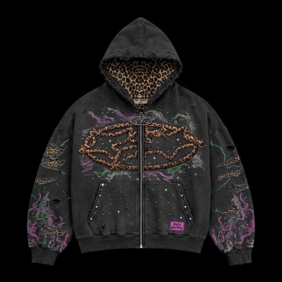 Leopard Star Zip Hoodie