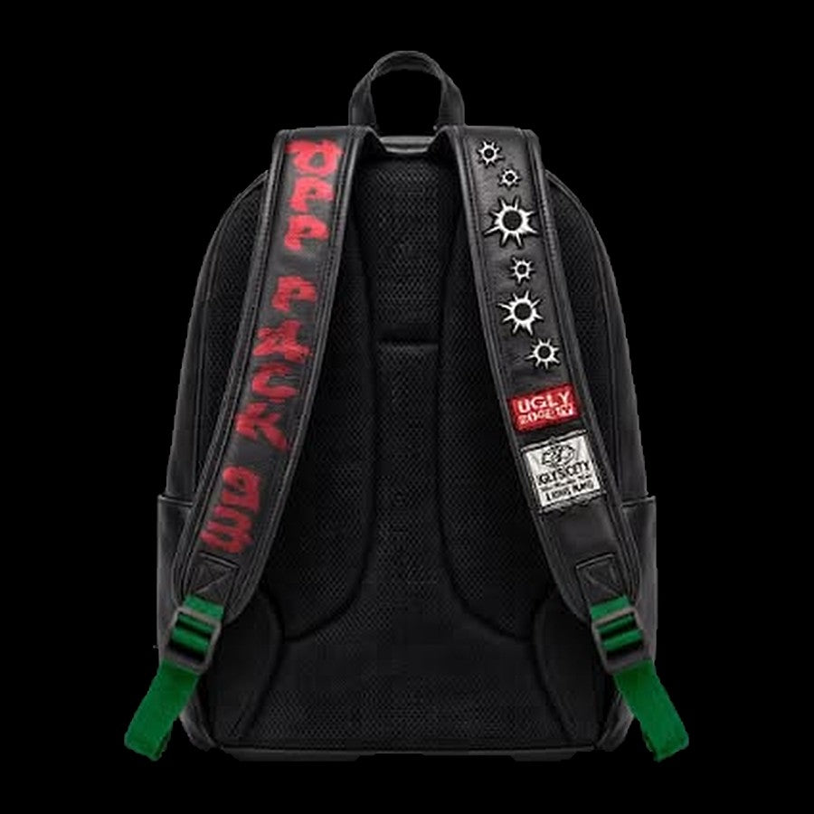 Ugly Society Opp Pack 93 Backpack in black, back view, mesh panel streetwear backpack